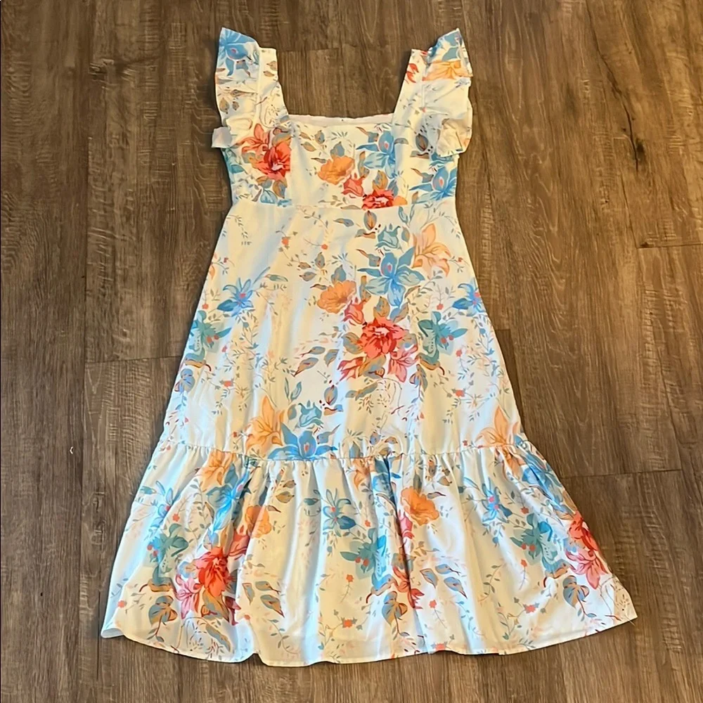 SHEIN Frenchy Floral Print Ruffle Hem Dress - Picture 2 of 5